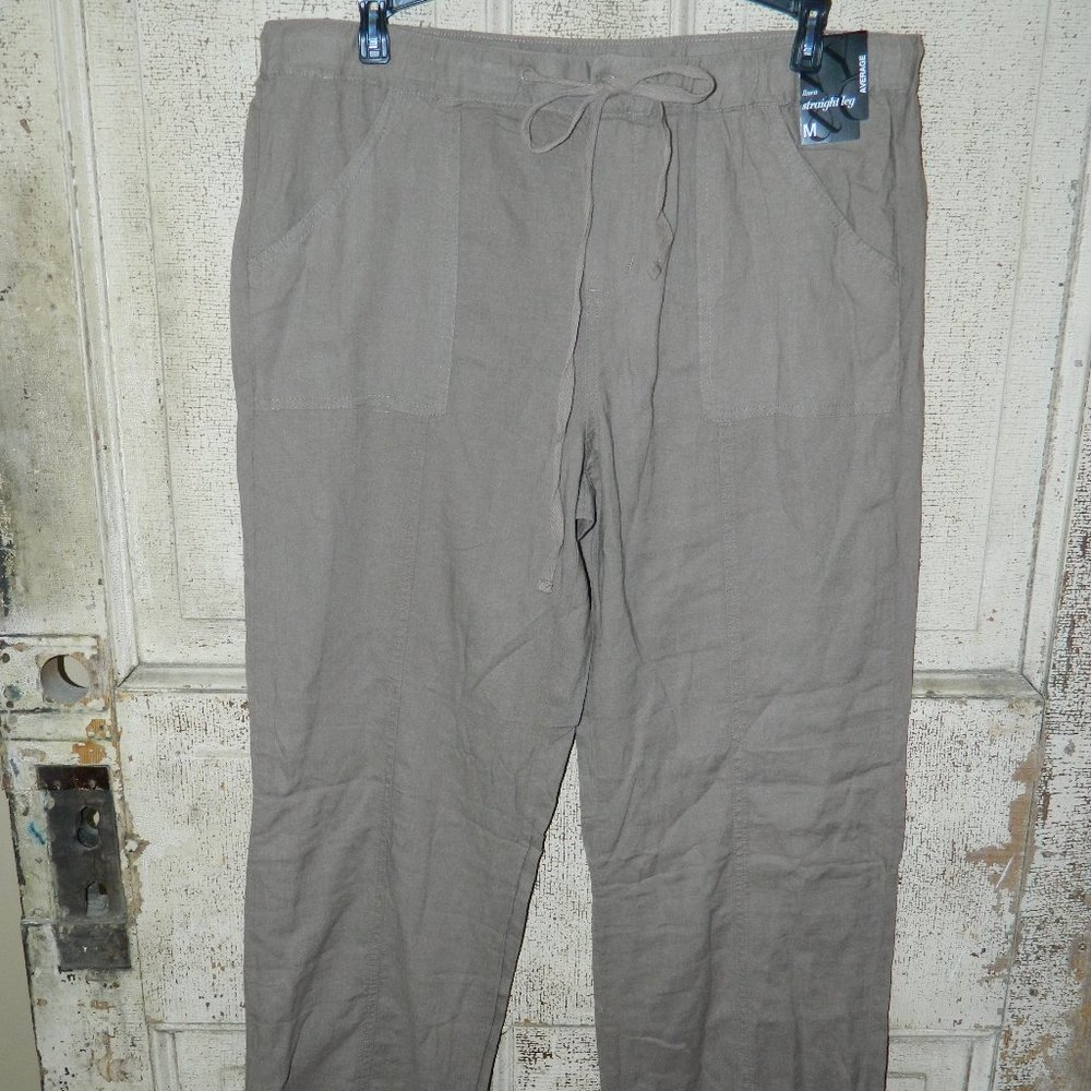 New York & Co Linen Blend Straight Leg Pants M (V-23)